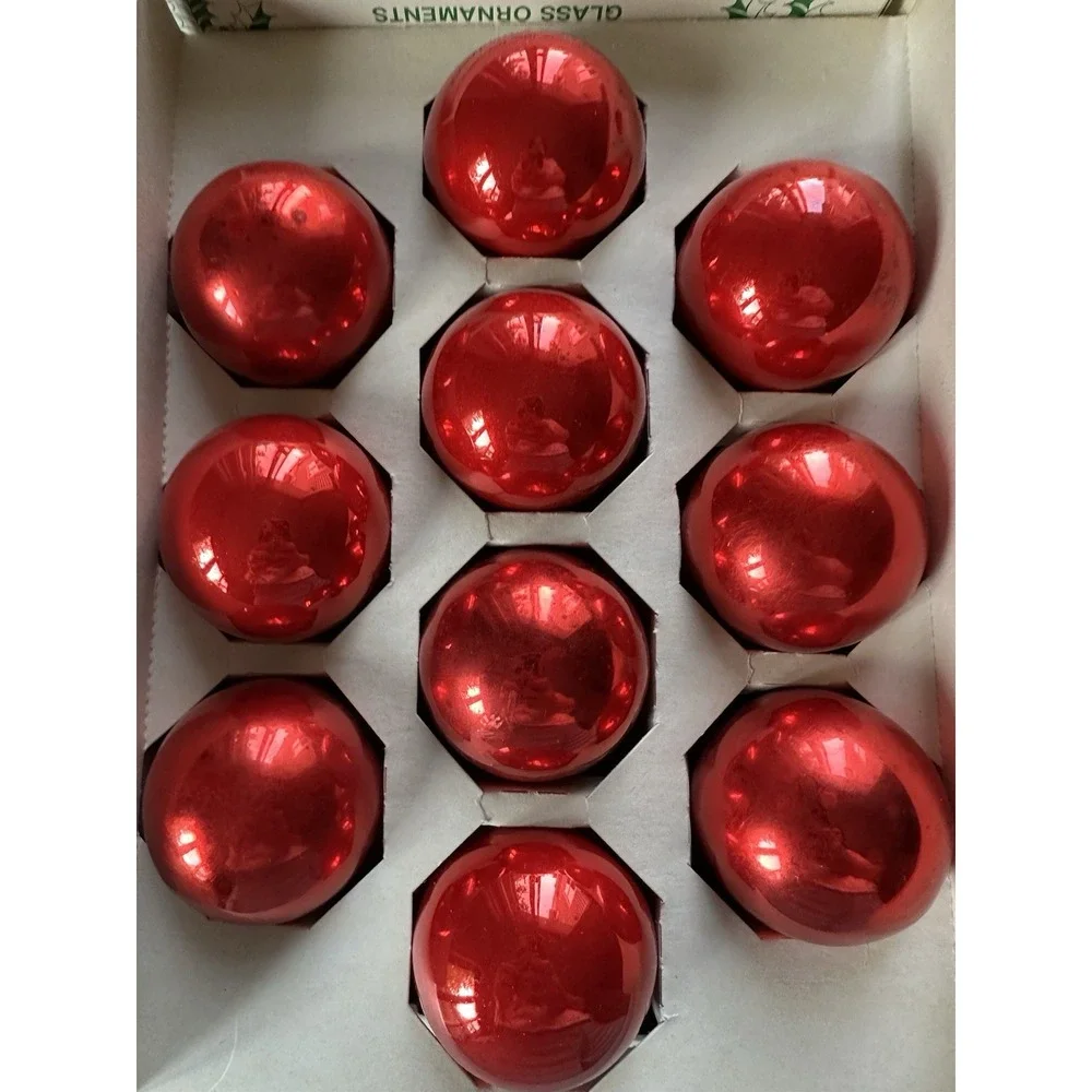 Vintage Holly Glass Ornaments 2¼